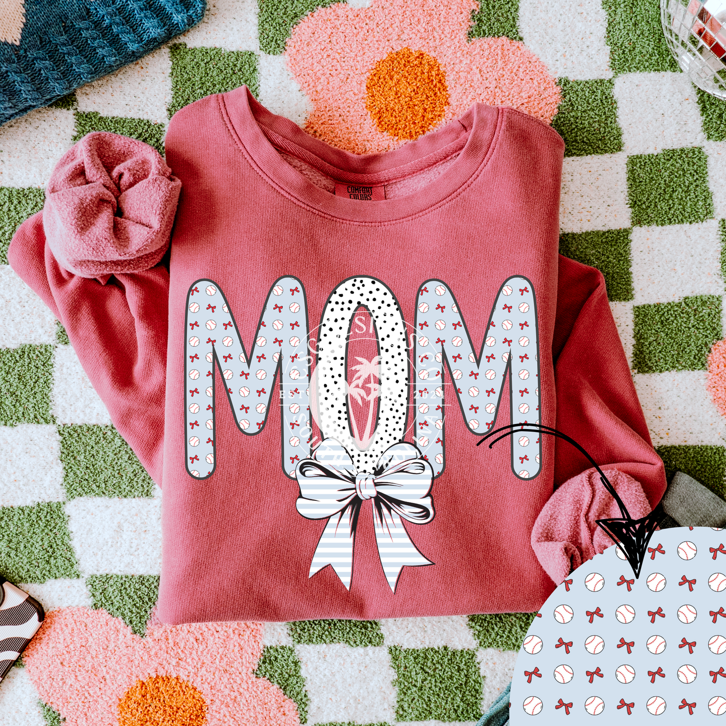 Baseball Mom With Bow-PNG