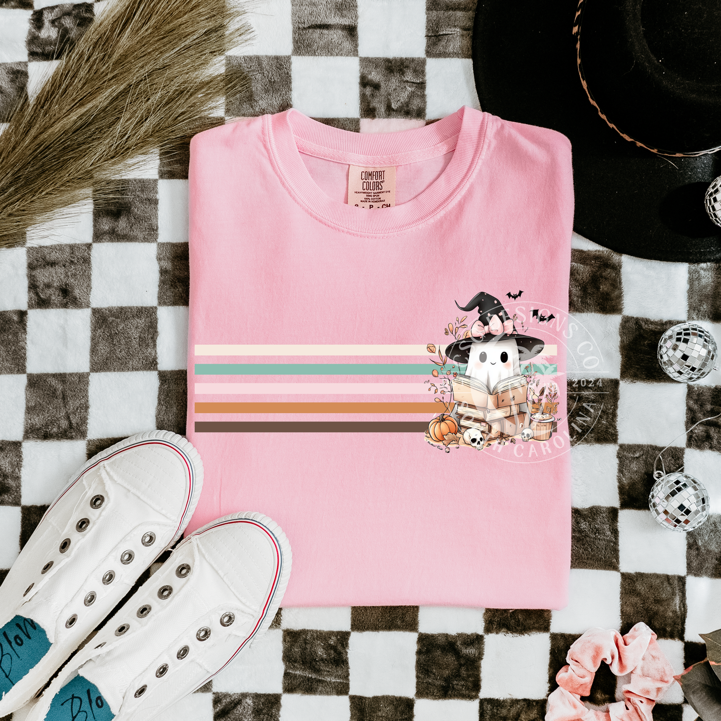 Retro Bookish Ghost Stripes-PNG