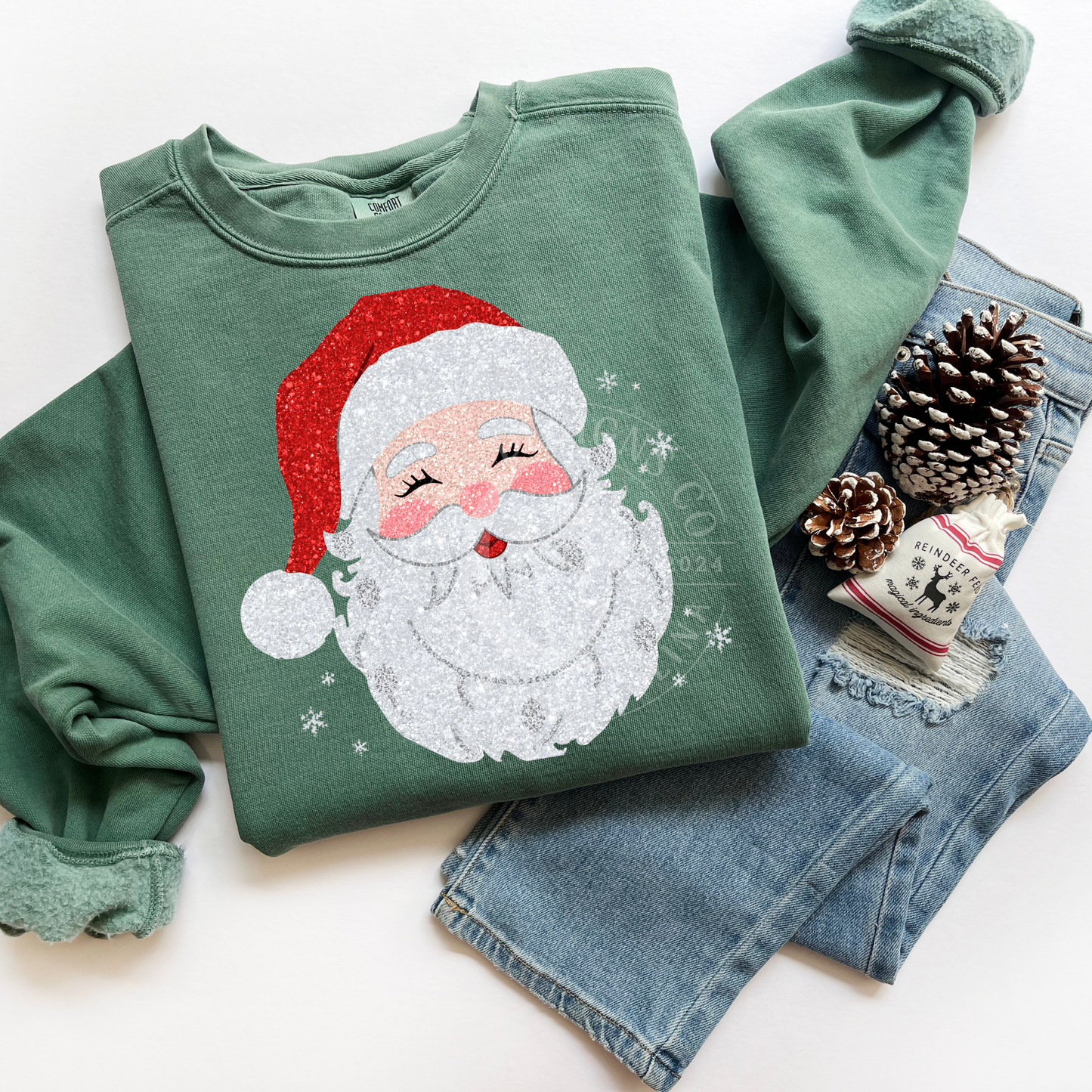 Glitter Santa Face- PNG