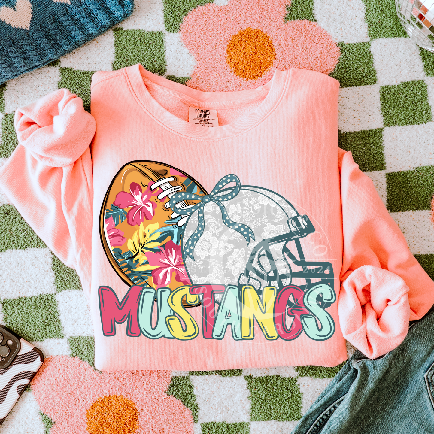 Mustangs-Floral Football Mascot