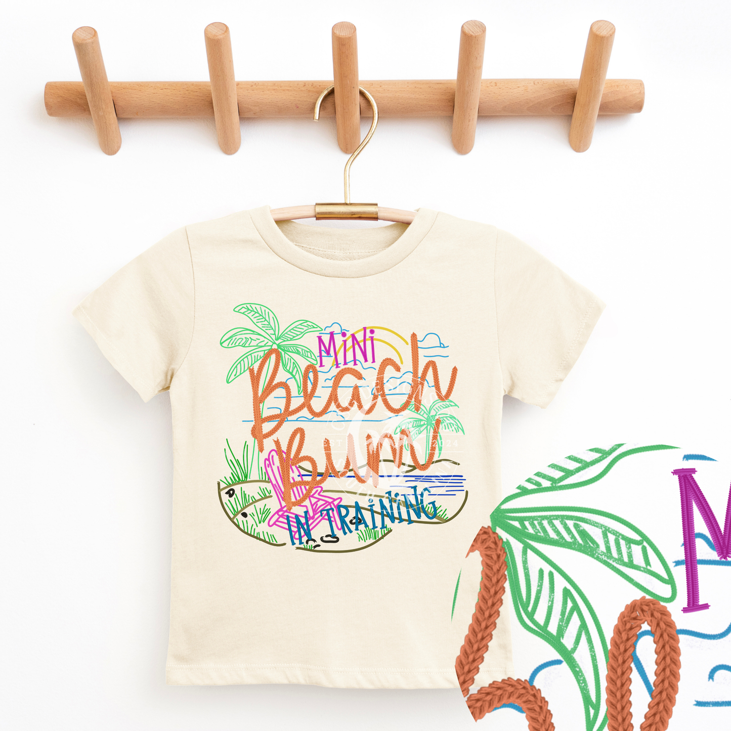 Mini Beach Bum- Faux Embroidery PNG