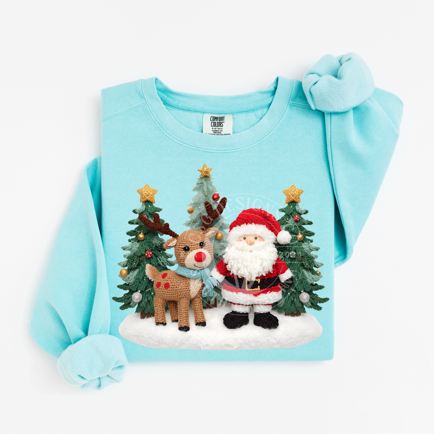 Santa Reindeer Scene-PNG