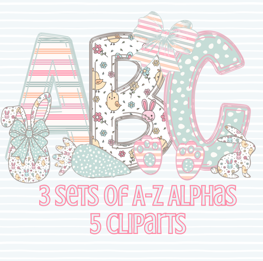 Pastel Easter Peeps Alpha Set