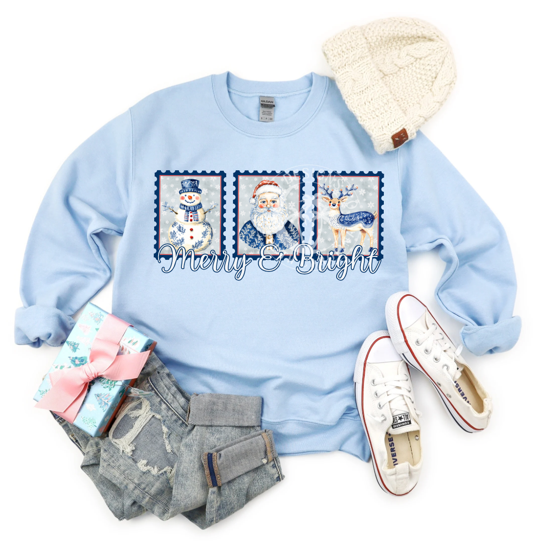 Merry and Bright- Blue Christmas- PNG