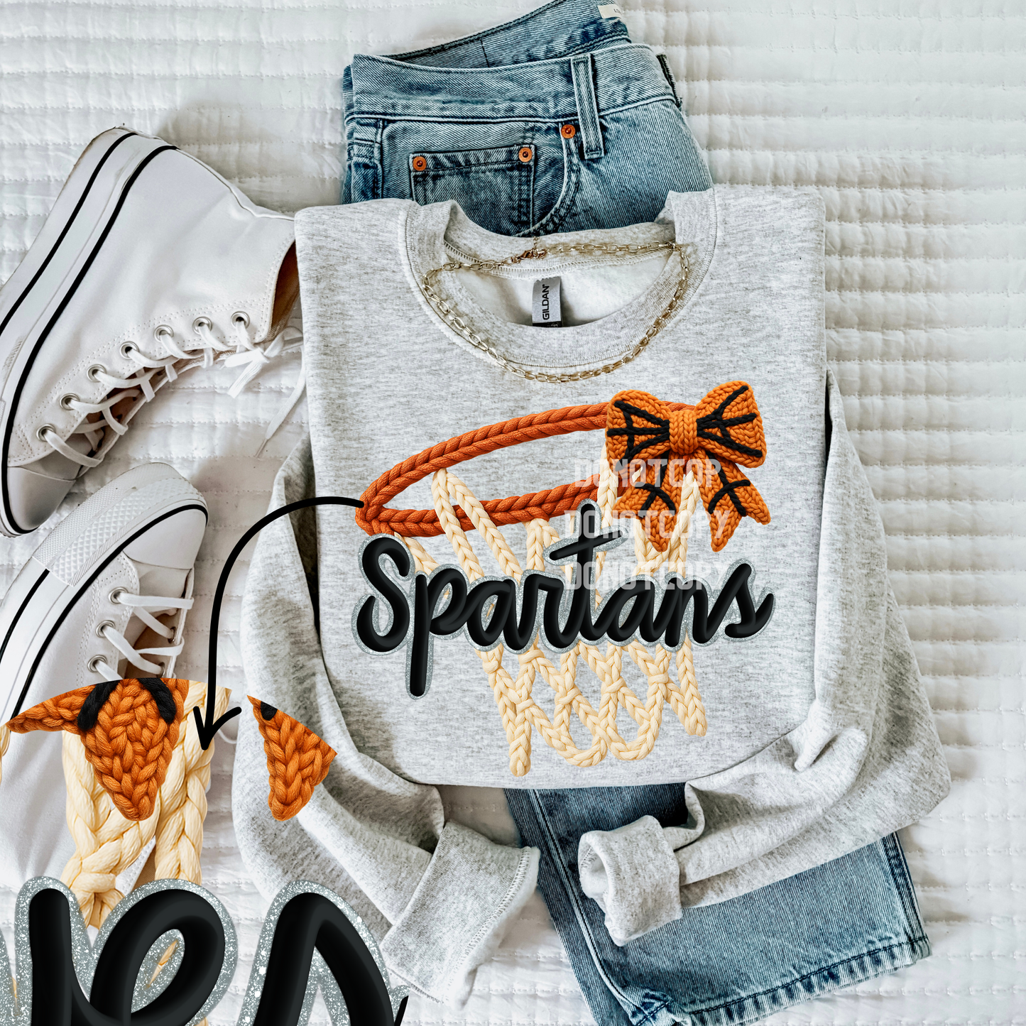 Spartans-Basketball Faux Yarn Mascot- PNG