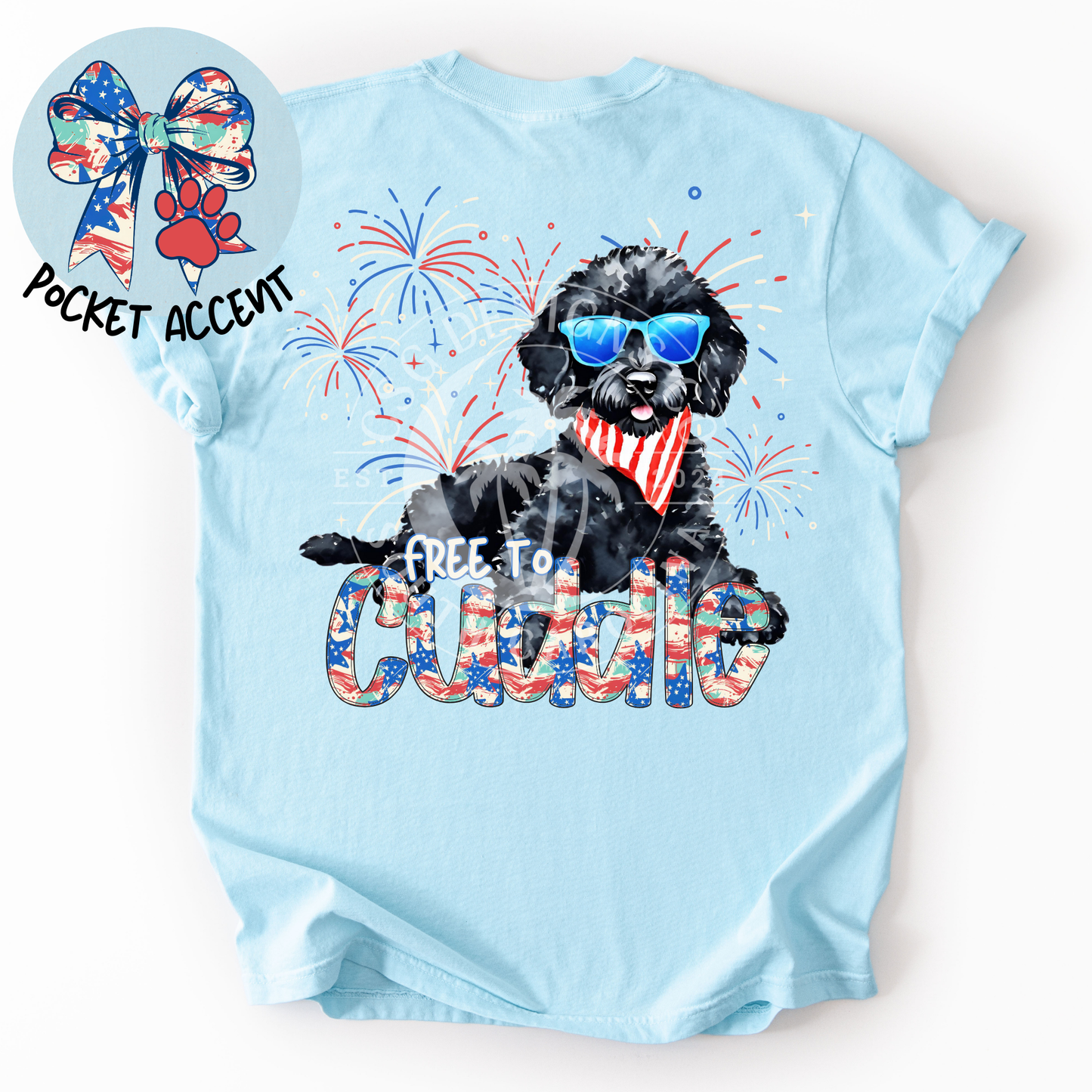 Black Doodle Dog Patriotic Dog-PNG