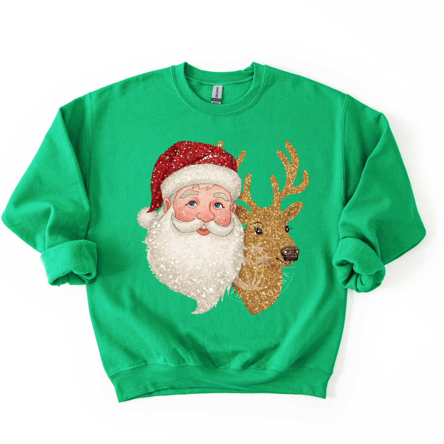 Glitter Reindeer with Santa-PNG