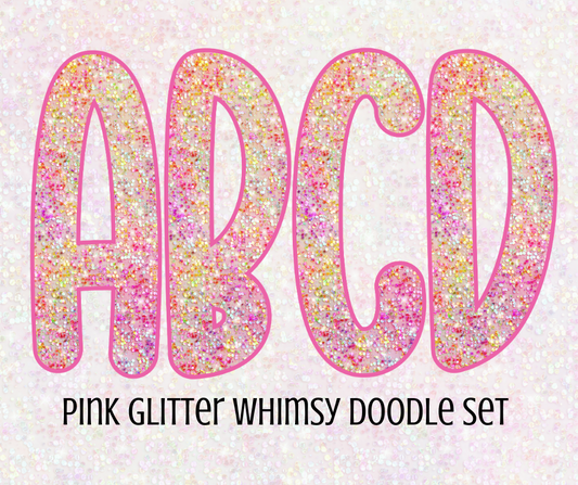 Pink Glitter Whimsy Doodle Alpha