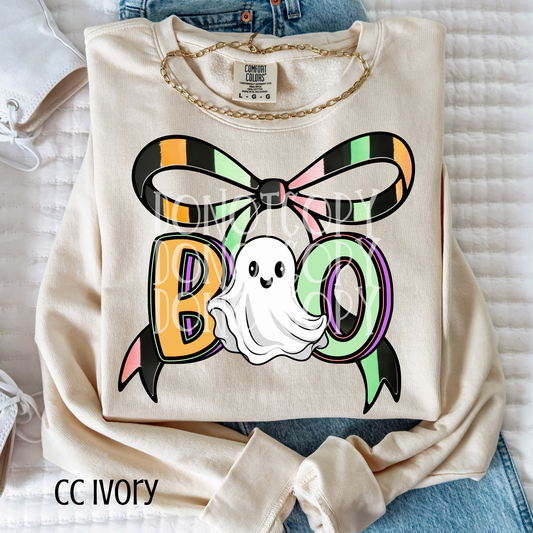 Neon Boo Ghost Bow PNG
