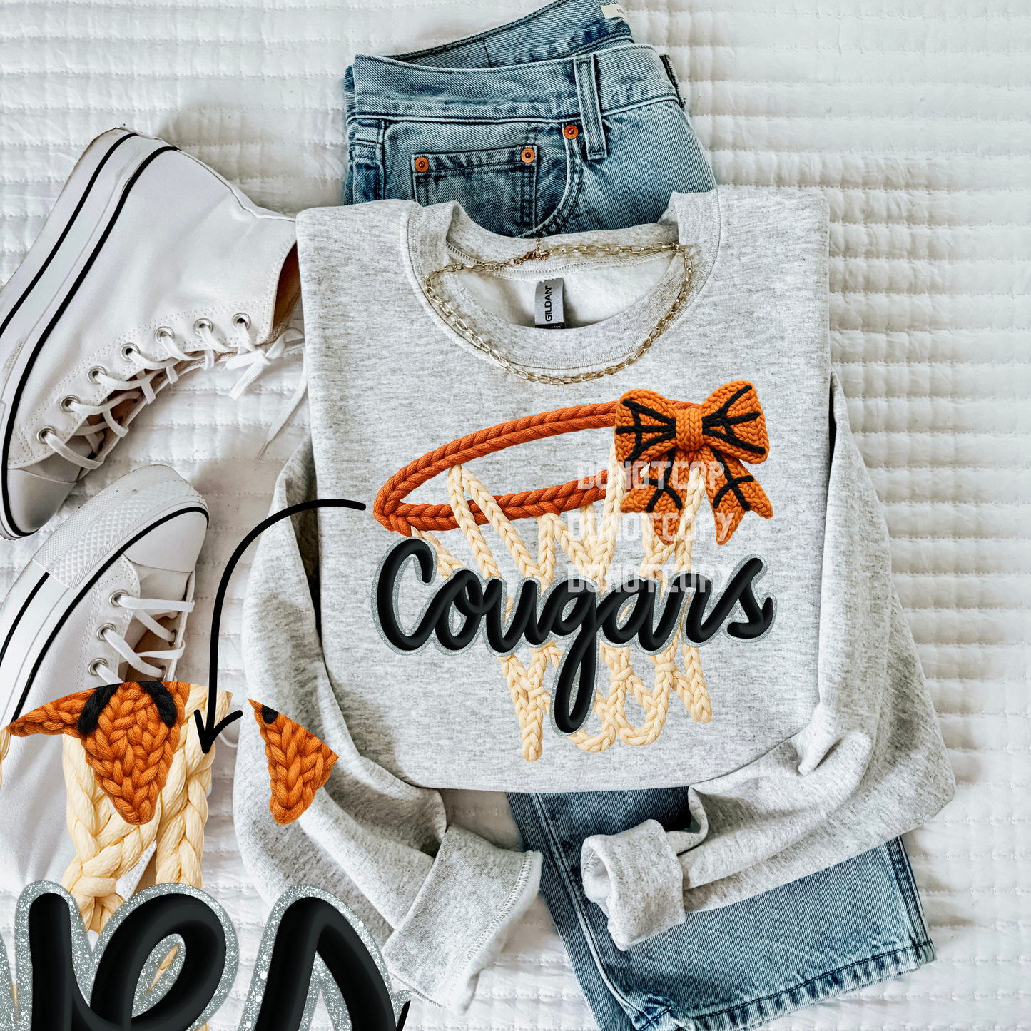 Cougars-Basketball Faux Yarn Mascot- PNG