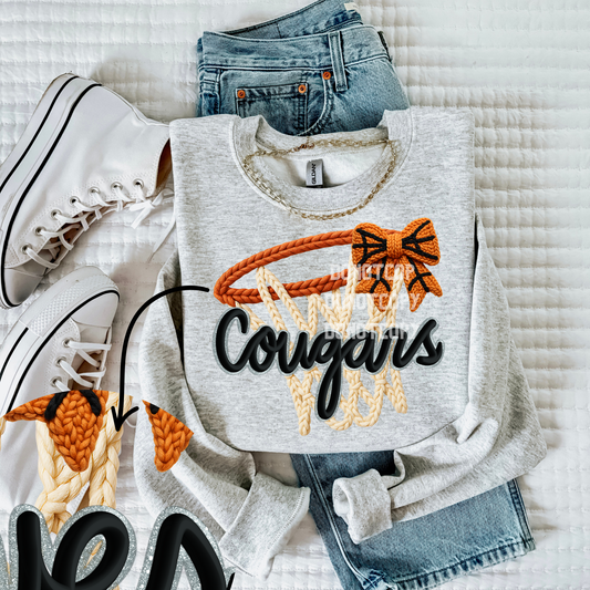 Cougars-Basketball Faux Yarn Mascot- PNG