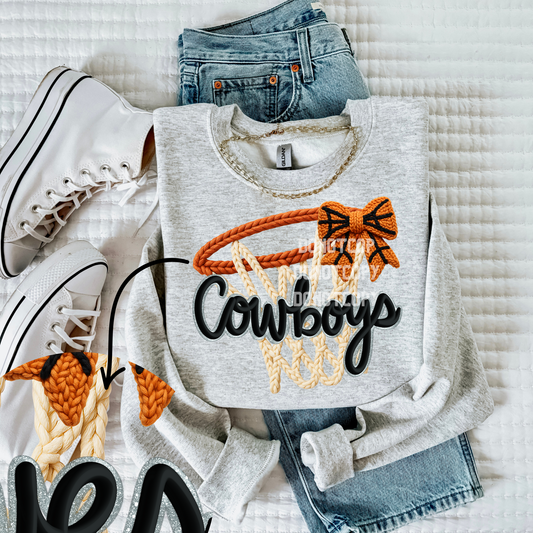 Cowboys-Basketball Faux Yarn Mascot- PNG