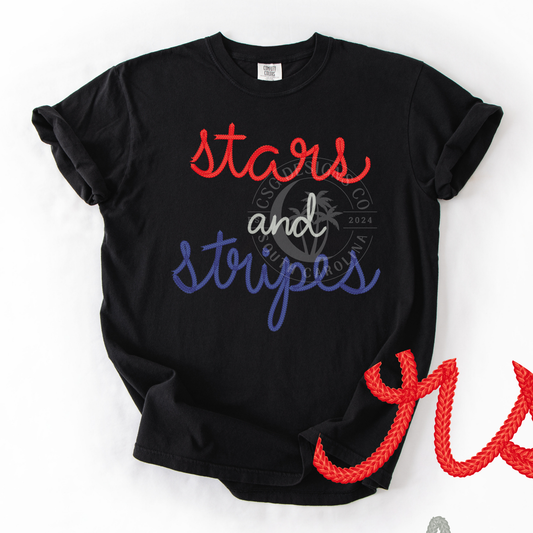 Stars and Stripes- Faux Embroidery PNG