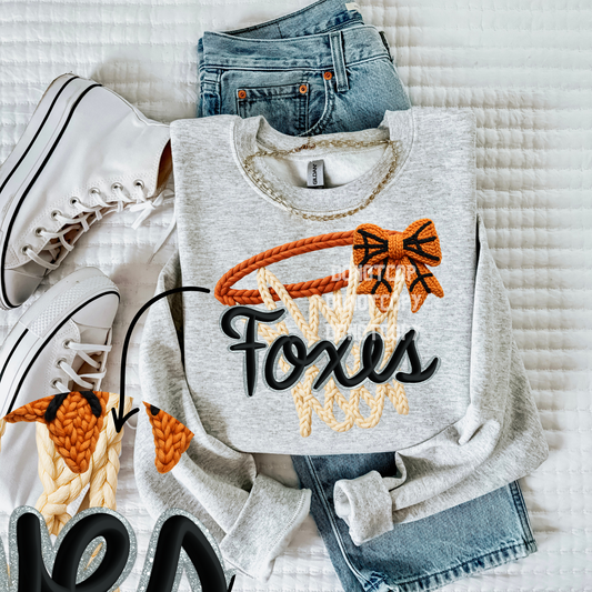 Foxes-Basketball Faux Yarn Mascot- PNG