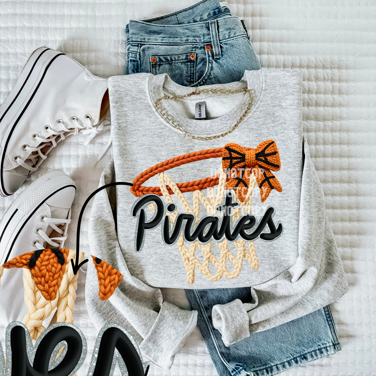 Pirates-Basketball Faux Yarn Mascot- PNG