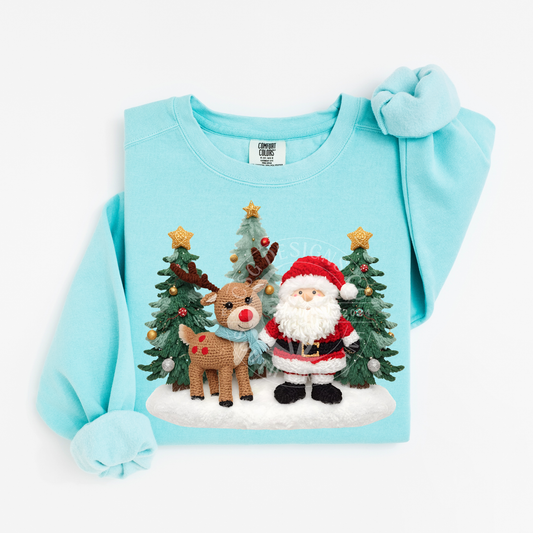 Santa Reindeer Scene-PNG
