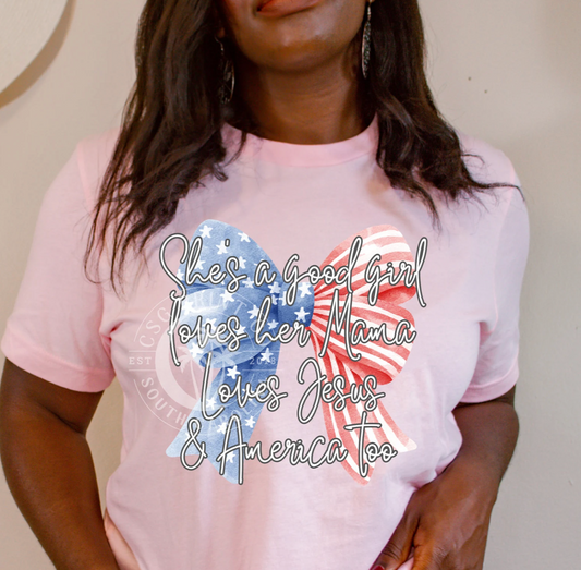 Patriotic Coquette- Loves Jesus- DTF Png File