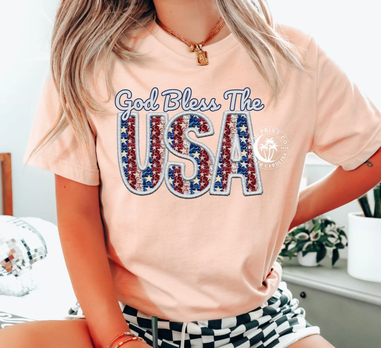 God Bless USA- Sequin- DTF Png File