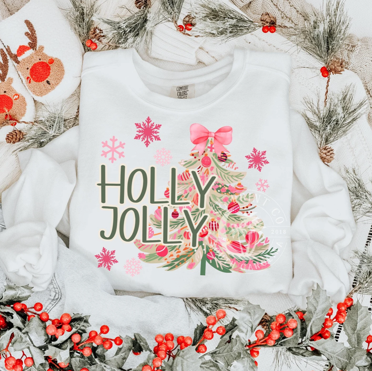 Preppy Holly Jolly Pink- DTF Png File