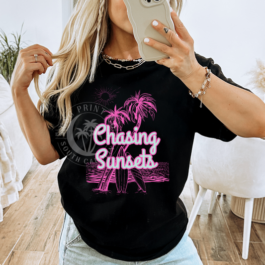 Chasing Sunsets- Pink- DTF Png File