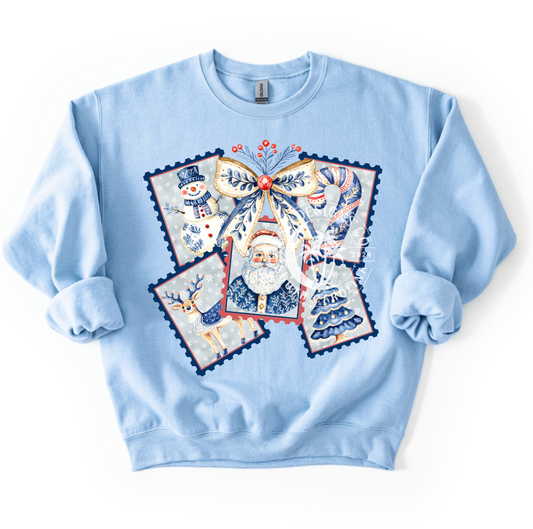 Blue Christmas Stamps- PNG