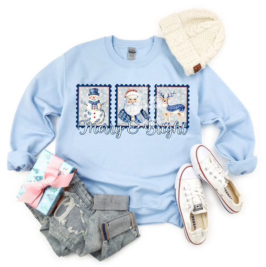 Merry and Bright- Blue Christmas- PNG