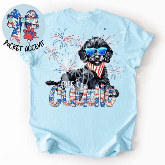 Black Doodle Dog Patriotic Dog-PNG