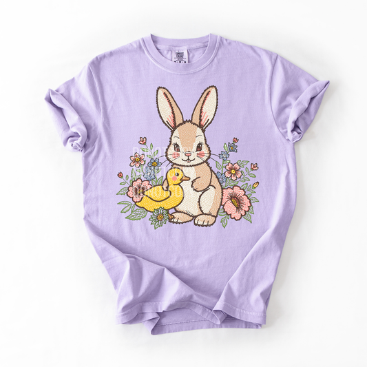 Easter Bunny Floral Scene- PNG