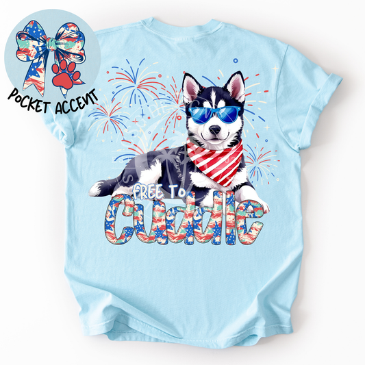 Husky Patriotic Dog-PNG