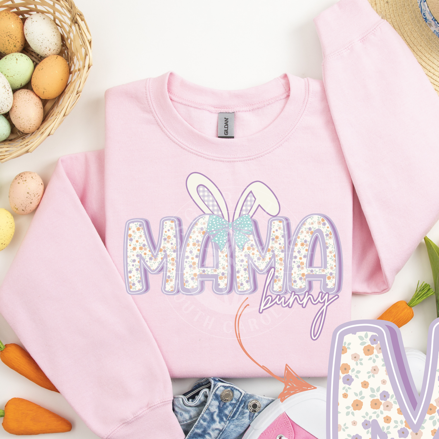 Mama Purple Floral Easter Bunny Name