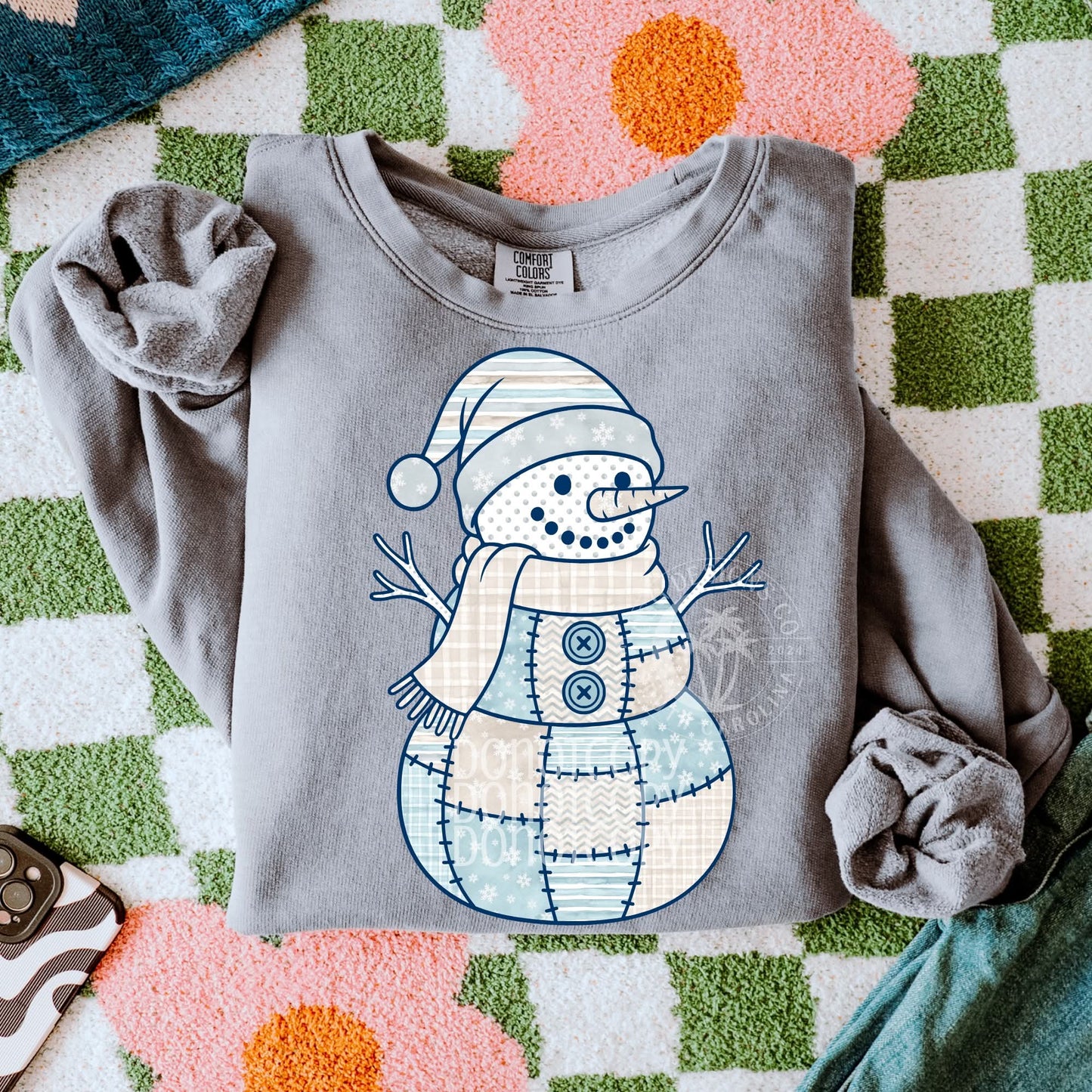 Patchwork Snowman- PNG