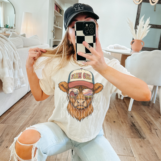 Farm Girl Highland Cow- Png