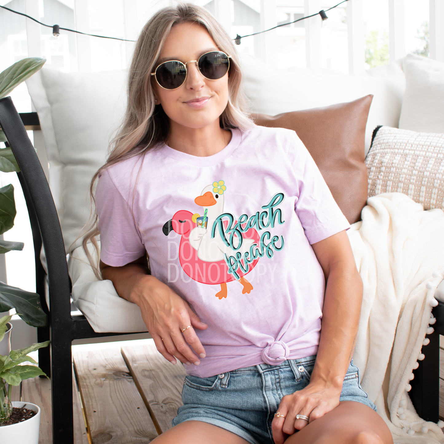 Beach Please Flamingo Float- Png