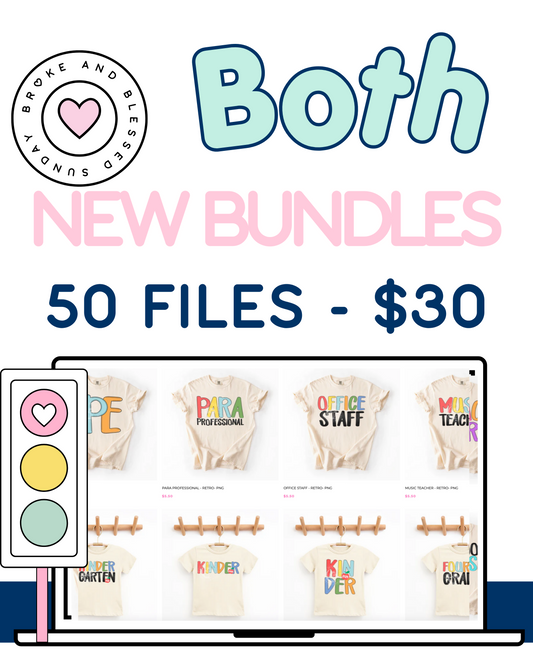 Neon AND Retro Grades/Staff Bundles- 50 PNG files