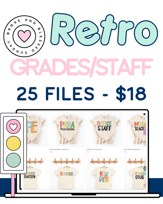 Retro Grades/Staff Bundle-25 PNG files