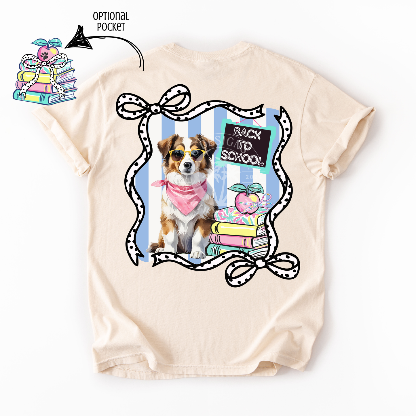 Sheltie Back To School- PNG (with pocket)