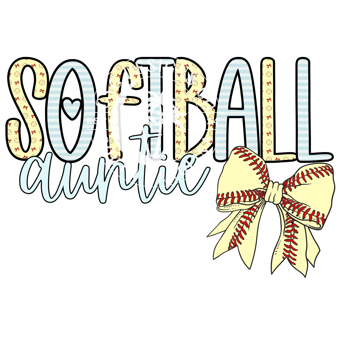 Softball Auntie Pastel-PNG