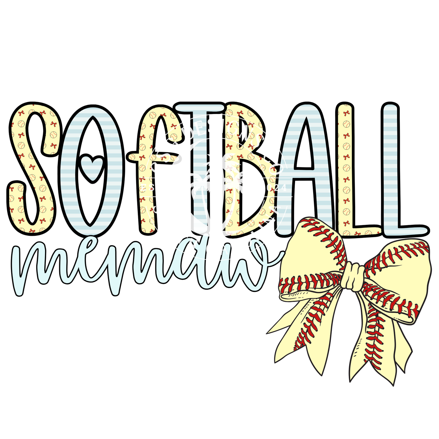 Softball Memaw Pastel-PNG