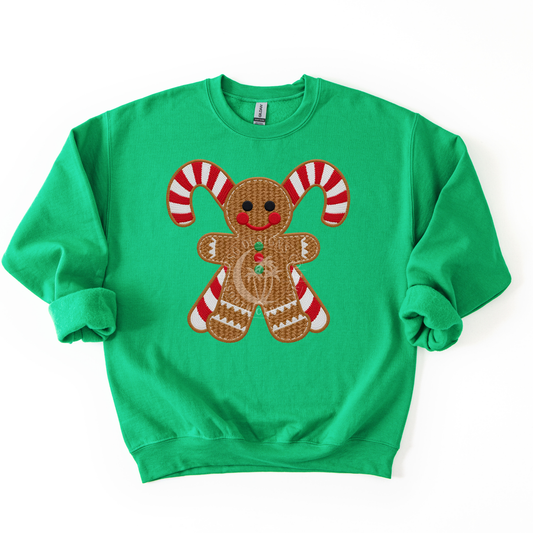Stitched Gingerbread and Candy Canes- PNG