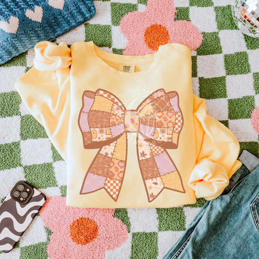 Thanksgiving Patchwork Bow- PNG