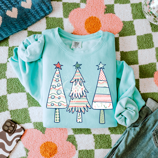 Whimsical Christmas Trees- PNG