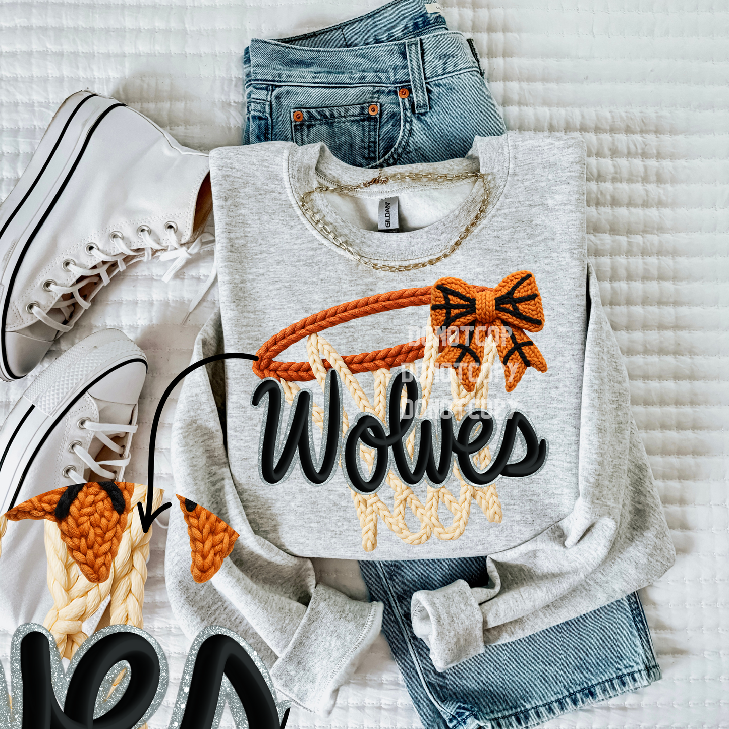 Wolves-Basketball Faux Yarn Mascot- PNG